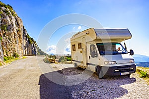 Rv camper in mountains, Verdon Gorge France