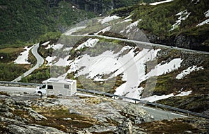 RV Camper Van on the Famous Trollstigen Pass Road