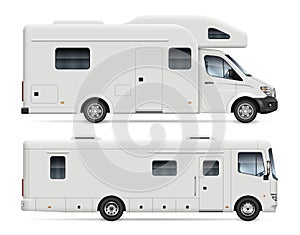 RV camper vans side view realistic vector illustration photo