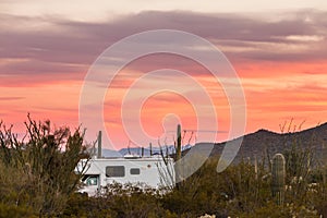 RV camping on Sonoran desert campground photo