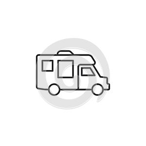 RV car icon in flat style. Camper vector illustration on isolated background. Transport sign business concept