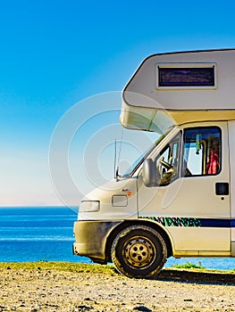 Rv caravan camping on sea shore