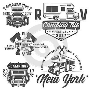 Rv cars Recreational Vehicles Camper Vans Caravans emblems,logo,sign,design elements