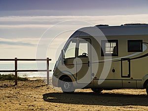 Rv motor home camping on beach