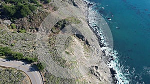 RV Motorhome on the California Scenic Coastal Highway 1 Aerial View