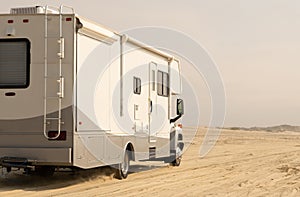 RV Motorhome Camping on a Beach