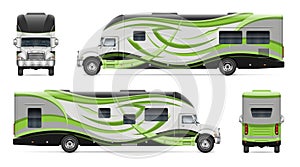 RV vector template. Vehicle branding mock up side, front, back view photo