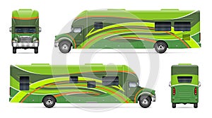 RV vector template. Vehicle branding mock up side, front, back view