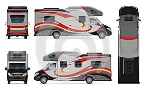 RV vector template. Vehicle branding mock up side, front, back, top view