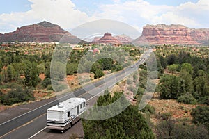 RV on the road to Sedona Arizona