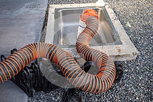 RV sewer hose from a Motor home or Travel Trailer at dump station