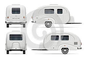 RV trailer vector illustration view from side, front, back