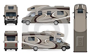 RV vector template. Vehicle branding mock up side, front, back, top view