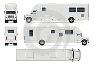 RV vector template. Vehicle branding mock up side, front, back, top view photo