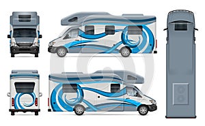 RV vector template. Vehicle branding mock up side, front, back, top view
