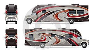 RV vector template. Vehicle branding mock up side, front, back view