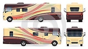 RV vector template. Vehicle branding mock up side, front, back view