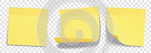Yellow stick notes set Ã¢â¬â Realistic post-it with curled corners and shadows
