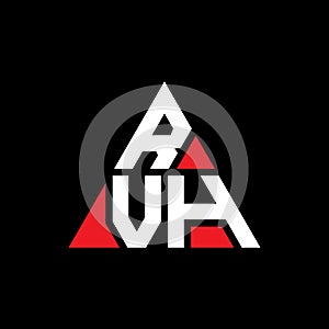 RVH triangle letter logo design with triangle shape. RVH triangle logo design monogram. RVH triangle vector logo template with red