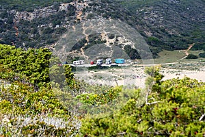 Rvs motor homes at the beach