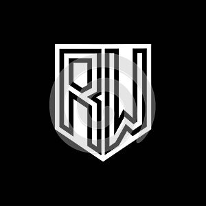 RW Logo monogram shield geometric black line inside white shield color design photo