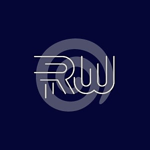 RW letters logo, line vector