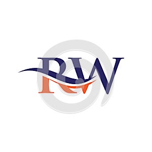 RW Logo design vector. Swoosh letter RW logo design
