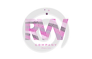 rw r w alphabet letter logo pink purple line icon template vector photo