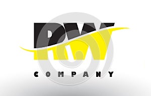 RW R W Black and Yellow Letter Logo with Swoosh. photo