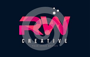 RW R W Letter Logo with Purple Low Poly Pink Triangles Concept photo