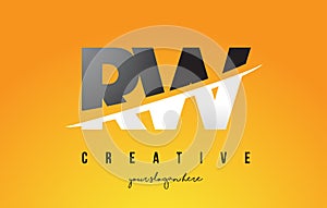 RW R W Letter Modern Logo Design with Yellow Background and Swoosh. photo