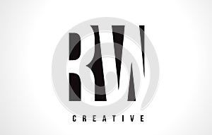 RW R W White Letter Logo Design with Black Square. photo