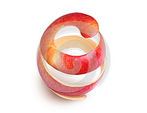 RW4 peeling red apple on a white background