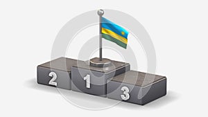 Rwanda 3D waving flag illustration on winner podium.