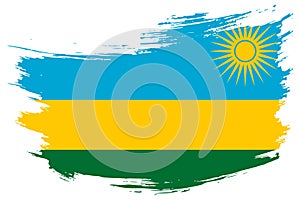 Rwanda brush stroke flag vector background. Hand drawn grunge style Rwandan isolated banner