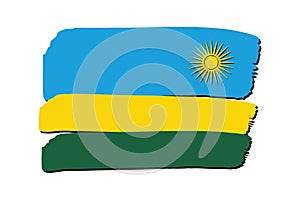 Rwanda Flag with colored hand drawn lines in Vector Format