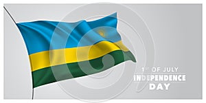 Rwanda happy independence day greeting card, banner, horizontal vector illustration
