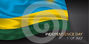 Rwanda happy independence day greeting card, banner with template text vector illustration