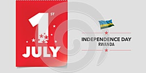 Rwanda happy independence day vector banner, greeting card