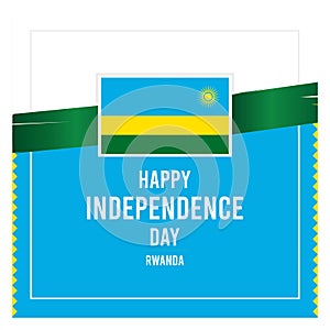 Rwanda Independence Day poster/card design with the Rwandan flag. National day celebration flyer