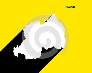 Rwanda Map on retro poster with long shadow. Vintage sign easy to edit, manipulate