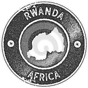 Rwanda map vintage stamp.