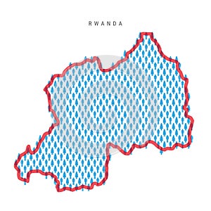 Rwanda population map. Stick figures Rwandan people map. Pattern of men and women. Flat vector illustration