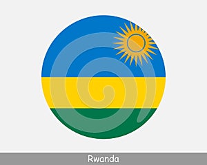 Rwanda Round Circle Flag. Rwandan Circular Button Banner Icon. Rwandese Flag EPS Vector photo