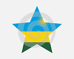 Rwanda Star Flag. Rwandan Rwandese Star Shape Flag. Republic of Rwanda Country National Banner Icon Symbol Vector photo