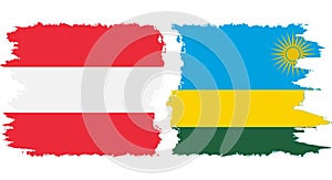 Rwandan and Austria grunge flags connection vector