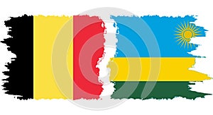 Rwandan and Belgium grunge flags connection vector