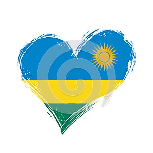 Rwandan flag heart-shaped grunge background. Vector illustration.
