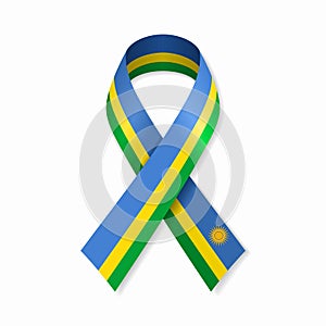 Rwandan flag stripe ribbon on white background. Vector illustration.