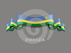 Rwandan flag wavy ribbon background. Vector illustration.